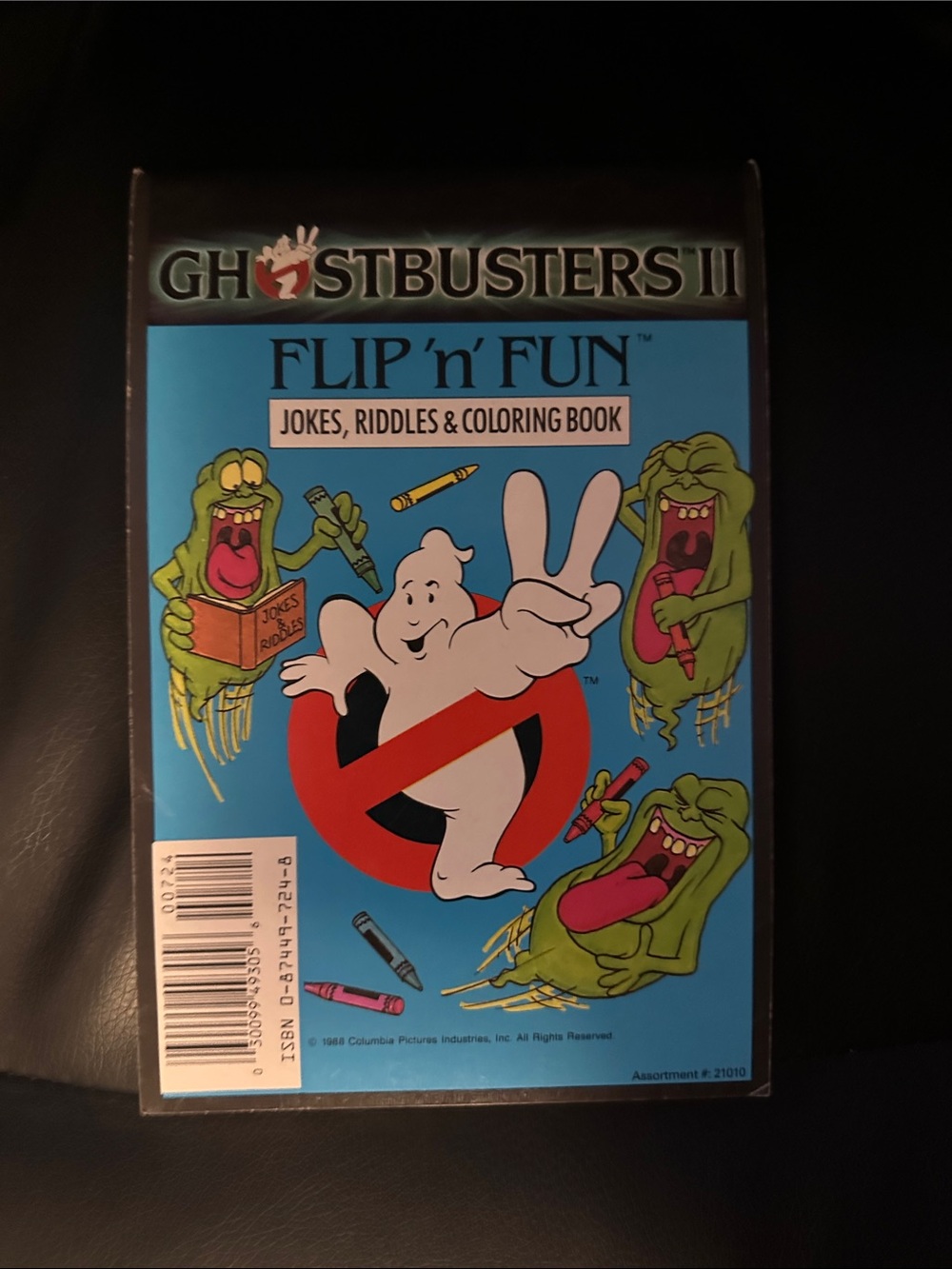 Ghostbusters II Flip 'n' Fun Jokes, Riddles & Coloring Book - Blue circa 1988